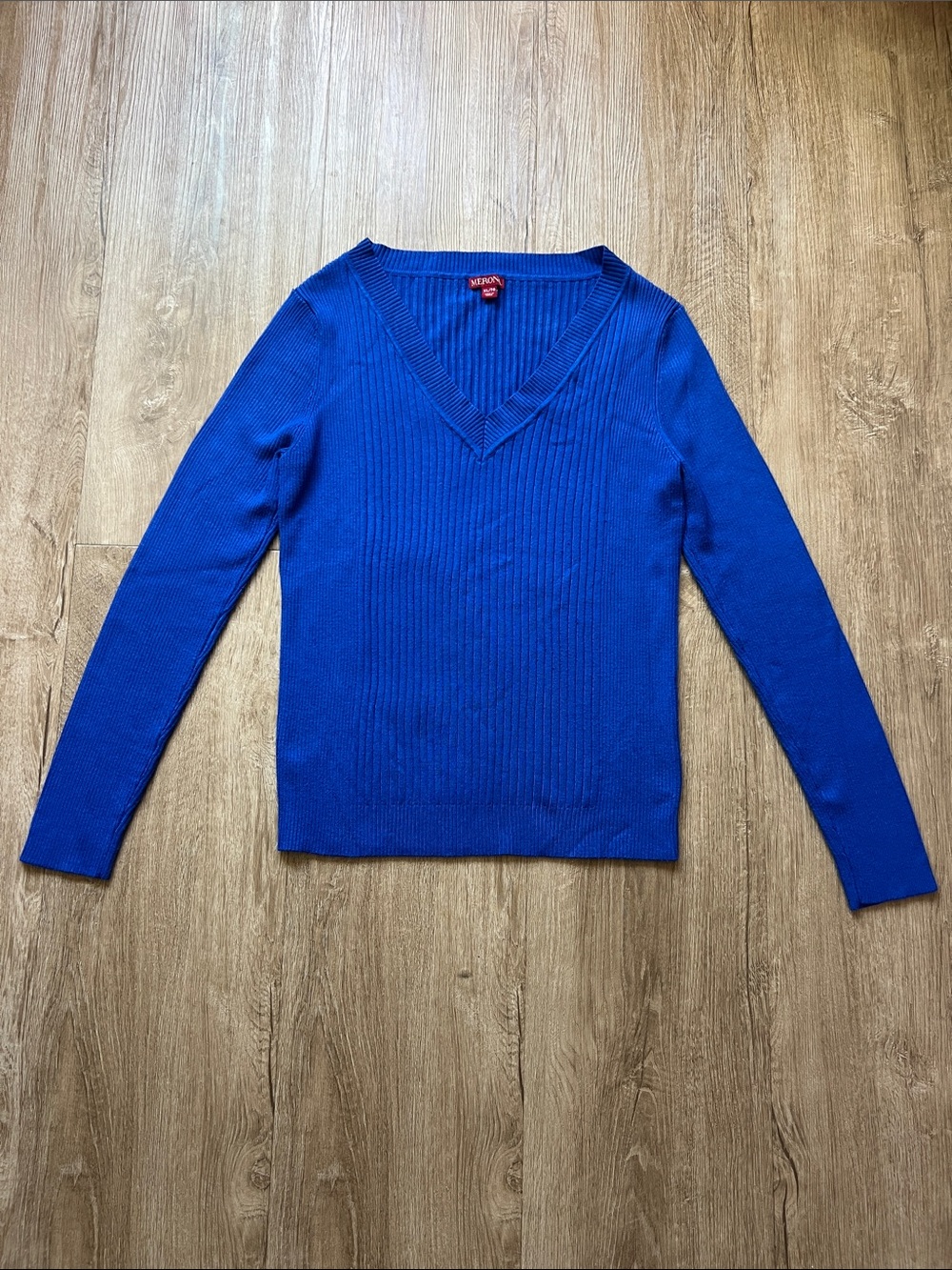 Merona Women’s Cobalt Blue V-Neck Ribbed Sweater Size Extra Large
